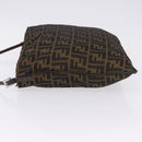 FENDI Zucca Canvas Mamma Baguette Shoulder Bag Brown Black Auth 196984-4