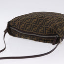 FENDI Zucca Canvas Mamma Baguette Shoulder Bag Brown Black Auth 196984-6