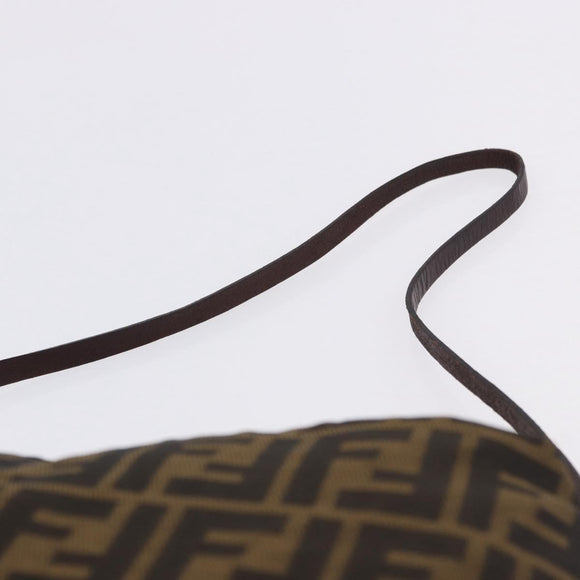 FENDI Zucca Canvas Mamma Baguette Shoulder Bag Brown Black Auth 196984