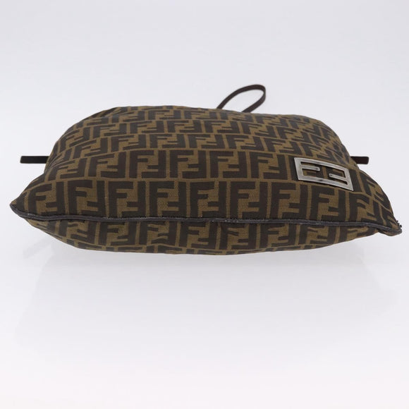 FENDI Zucca Canvas Mamma Baguette Shoulder Bag Brown Black Auth 196984
