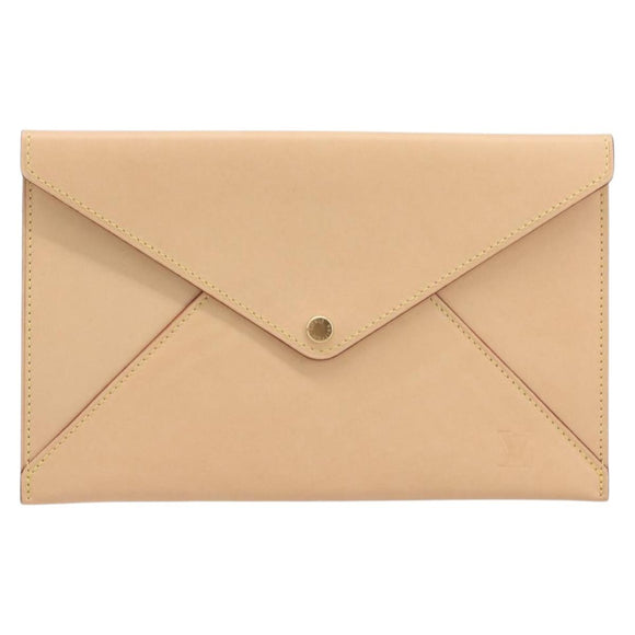 LOUIS VUITTON Nomad leather Clutch Bag Beige LV Auth 196985V