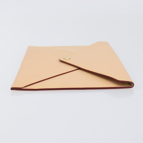 LOUIS VUITTON Nomad leather Clutch Bag Beige LV Auth 196985V