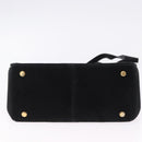 Salvatore Ferragamo Gancini Shoulder Bag Suede 2way Black Gold Auth 196987-5