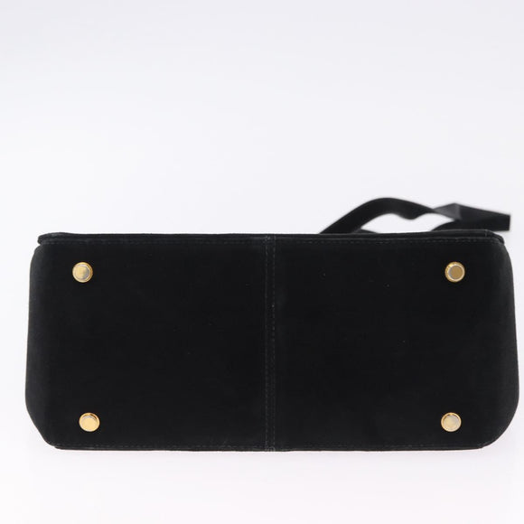 Salvatore Ferragamo Gancini Shoulder Bag Suede 2way Black Gold Auth 196987