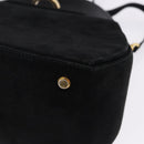 Salvatore Ferragamo Gancini Shoulder Bag Suede 2way Black Gold Auth 196987-17