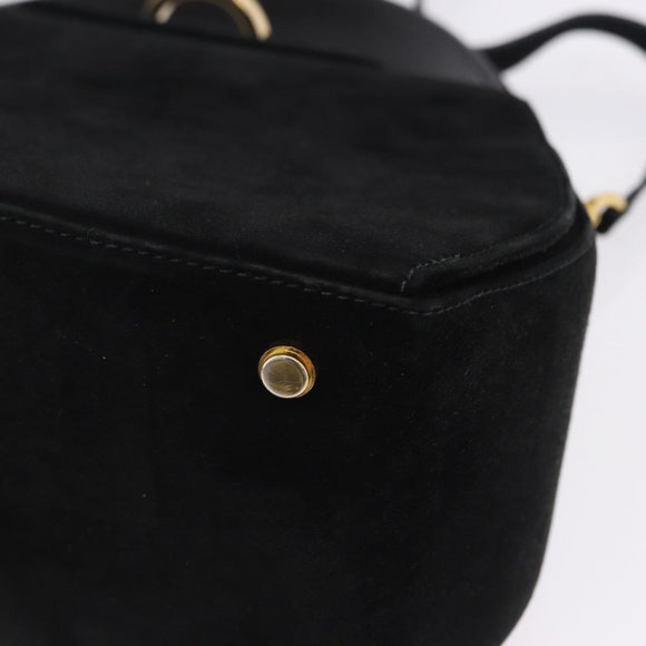 Salvatore Ferragamo Gancini Shoulder Bag Suede 2way Black Gold Auth 196987