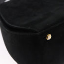 Salvatore Ferragamo Gancini Shoulder Bag Suede 2way Black Gold Auth 196987-18