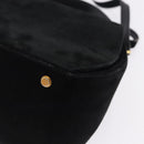 Salvatore Ferragamo Gancini Shoulder Bag Suede 2way Black Gold Auth 196987-19