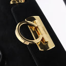 Salvatore Ferragamo Gancini Shoulder Bag Suede 2way Black Gold Auth 196987-9
