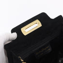 Salvatore Ferragamo Gancini Shoulder Bag Suede 2way Black Gold Auth 196987-10