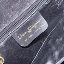 Salvatore Ferragamo Gancini Shoulder Bag Suede 2way Black Gold Auth 196987-12