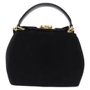 Salvatore Ferragamo Gancini Shoulder Bag Suede 2way Black Gold Auth 196987-13