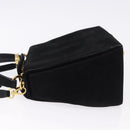 Salvatore Ferragamo Gancini Shoulder Bag Suede 2way Black Gold Auth 196987-4