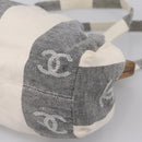CHANEL Tote Bag Canvas Gray Gold CC Auth 196989V-15