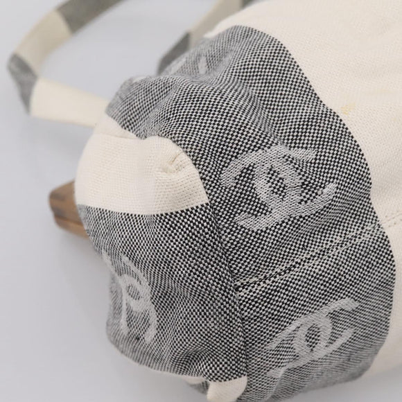 CHANEL Tote Bag Canvas Gray Gold CC Auth 196989V