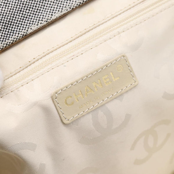 CHANEL Tote Bag Canvas Gray Gold CC Auth 196989V
