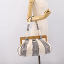 CHANEL Tote Bag Canvas Gray Gold CC Auth 196989V-22