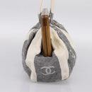 CHANEL Tote Bag Canvas Gray Gold CC Auth 196989V-3