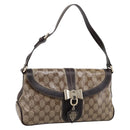 GUCCI GG Canvas GG Crystal Bag Coated Canvas Beige Gold 181483 Auth 196990-1