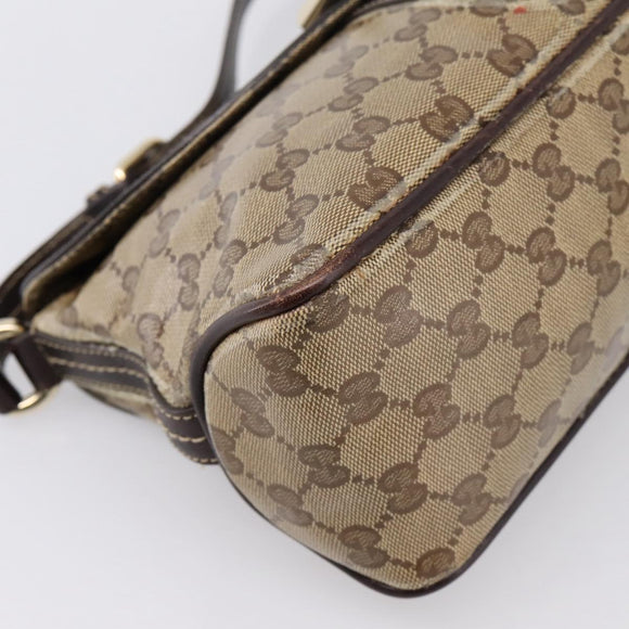 GUCCI GG Canvas GG Crystal Bag Coated Canvas Beige Gold 181483 Auth 196990