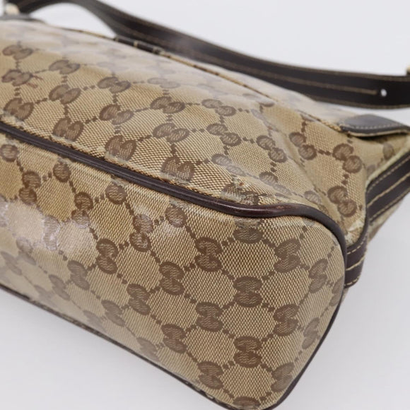 GUCCI GG Canvas GG Crystal Bag Coated Canvas Beige Gold 181483 Auth 196990