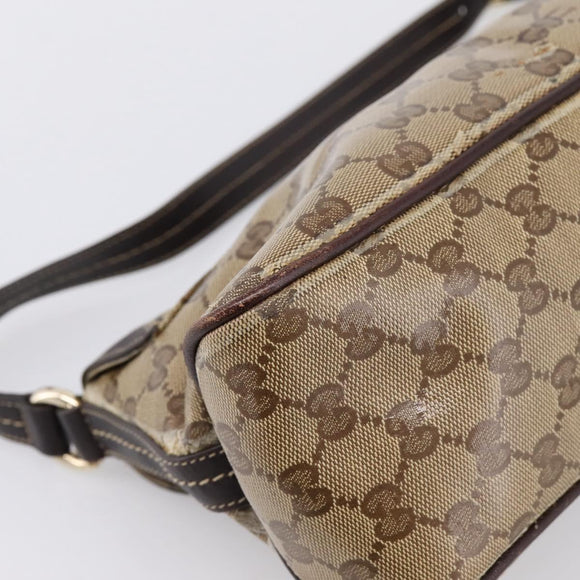 GUCCI GG Canvas GG Crystal Bag Coated Canvas Beige Gold 181483 Auth 196990
