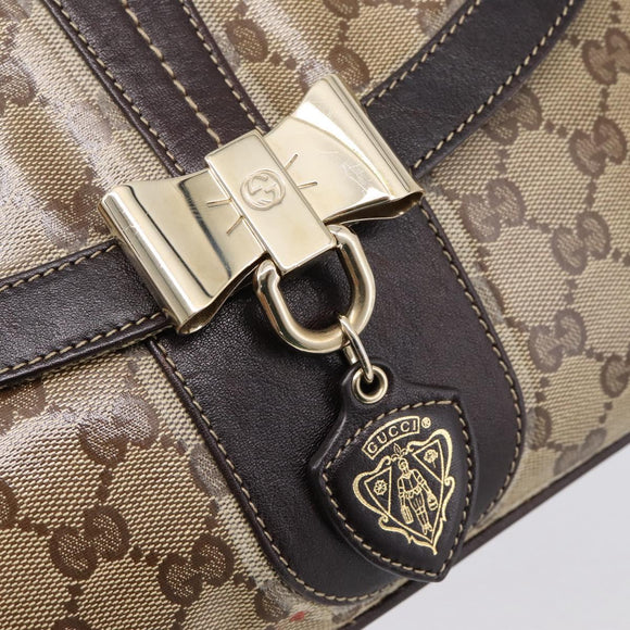 GUCCI GG Canvas GG Crystal Bag Coated Canvas Beige Gold 181483 Auth 196990