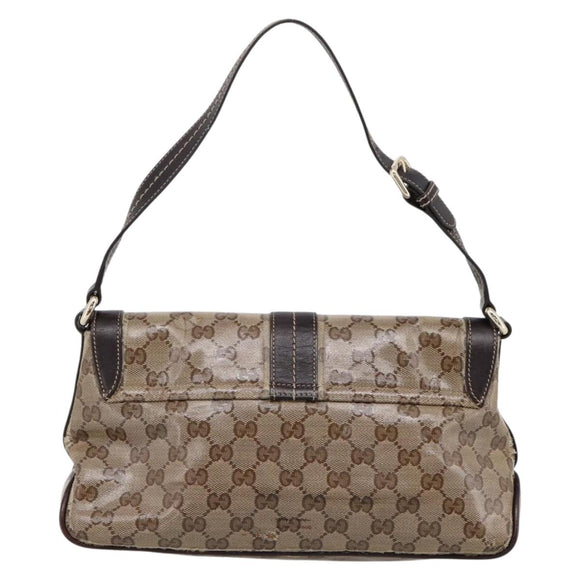 GUCCI GG Canvas GG Crystal Bag Coated Canvas Beige Gold 181483 Auth 196990