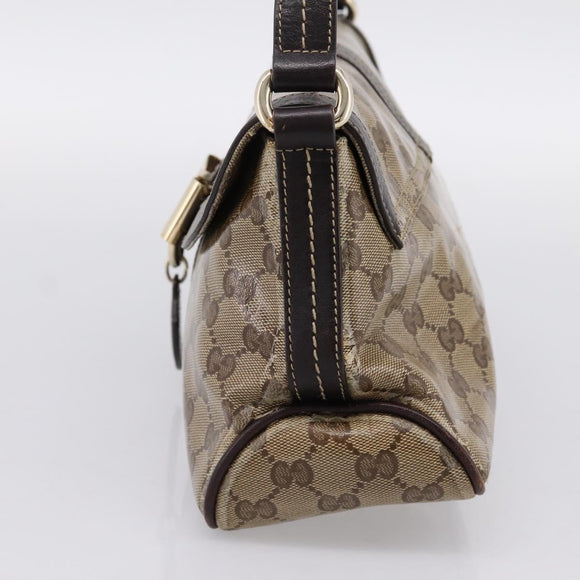 GUCCI GG Canvas GG Crystal Bag Coated Canvas Beige Gold 181483 Auth 196990