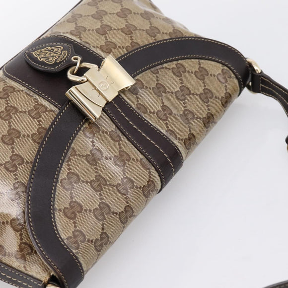 GUCCI GG Canvas GG Crystal Bag Coated Canvas Beige Gold 181483 Auth 196990