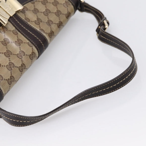 GUCCI GG Canvas GG Crystal Bag Coated Canvas Beige Gold 181483 Auth 196990