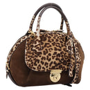 Salvatore Ferragamo Gancini Hand Bag Harako leather 2way Brown Gold Auth 197007A-1
