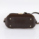 Salvatore Ferragamo Gancini Hand Bag Harako leather 2way Brown Gold Auth 197007A-5
