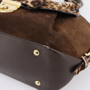 Salvatore Ferragamo Gancini Hand Bag Harako leather 2way Brown Gold Auth 197007A-9