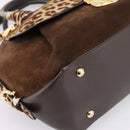 Salvatore Ferragamo Gancini Hand Bag Harako leather 2way Brown Gold Auth 197007A-16