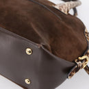 Salvatore Ferragamo Gancini Hand Bag Harako leather 2way Brown Gold Auth 197007A-17