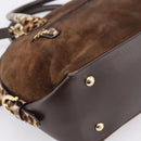 Salvatore Ferragamo Gancini Hand Bag Harako leather 2way Brown Gold Auth 197007A-18