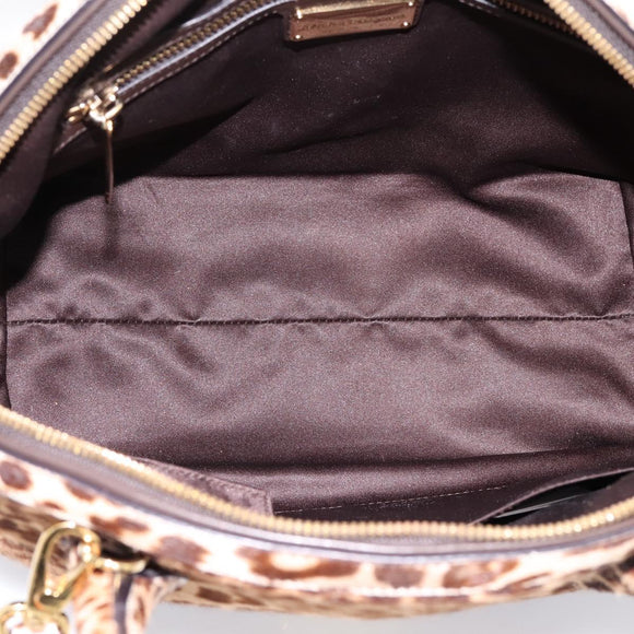 Salvatore Ferragamo Gancini Hand Bag Harako leather 2way Brown Gold Auth 197007A
