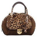 Salvatore Ferragamo Gancini Hand Bag Harako leather 2way Brown Gold Auth 197007A-13