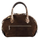 Salvatore Ferragamo Gancini Hand Bag Harako leather 2way Brown Gold Auth 197007A-2