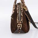 Salvatore Ferragamo Gancini Hand Bag Harako leather 2way Brown Gold Auth 197007A-3