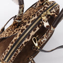 Salvatore Ferragamo Gancini Hand Bag Harako leather 2way Brown Gold Auth 197007A-6