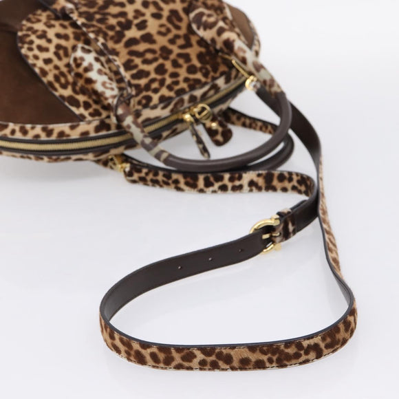 Salvatore Ferragamo Gancini Hand Bag Harako leather 2way Brown Gold Auth 197007A