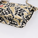 CHANEL Checker Flag Chain Shoulder Bag Canvas Beige Gold CC Auth 197010SAM-15