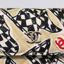 CHANEL Checker Flag Chain Shoulder Bag Canvas Beige Gold CC Auth 197010SAM-17