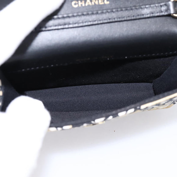 CHANEL Checker Flag Chain Shoulder Bag Canvas Beige Gold CC Auth 197010SAM