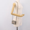 CHANEL Checker Flag Chain Shoulder Bag Canvas Beige Gold CC Auth 197010SAM-21