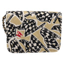 CHANEL Checker Flag Chain Shoulder Bag Canvas Beige Gold CC Auth 197010SAM-2