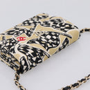 CHANEL Checker Flag Chain Shoulder Bag Canvas Beige Gold CC Auth 197010SAM-6