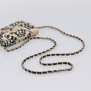 CHANEL Checker Flag Chain Shoulder Bag Canvas Beige Gold CC Auth 197010SAM-7